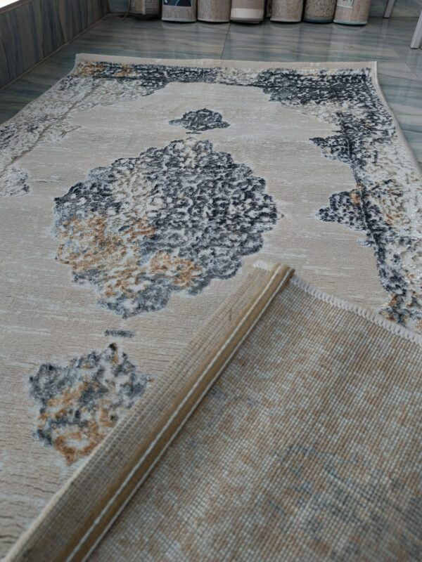 3D Shiny Vintage Carpet – Beige & Grey Medallion Design, Dual-View Luxury Rug - Image 8