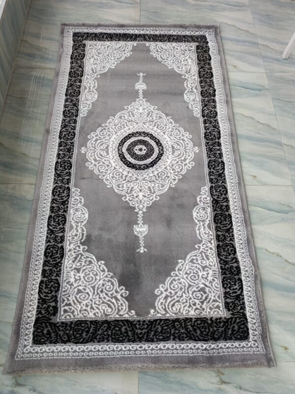 Topkapi Luxury Traditional Runner Rug – Grey & Black with Elegant Medallion Design - Image 4