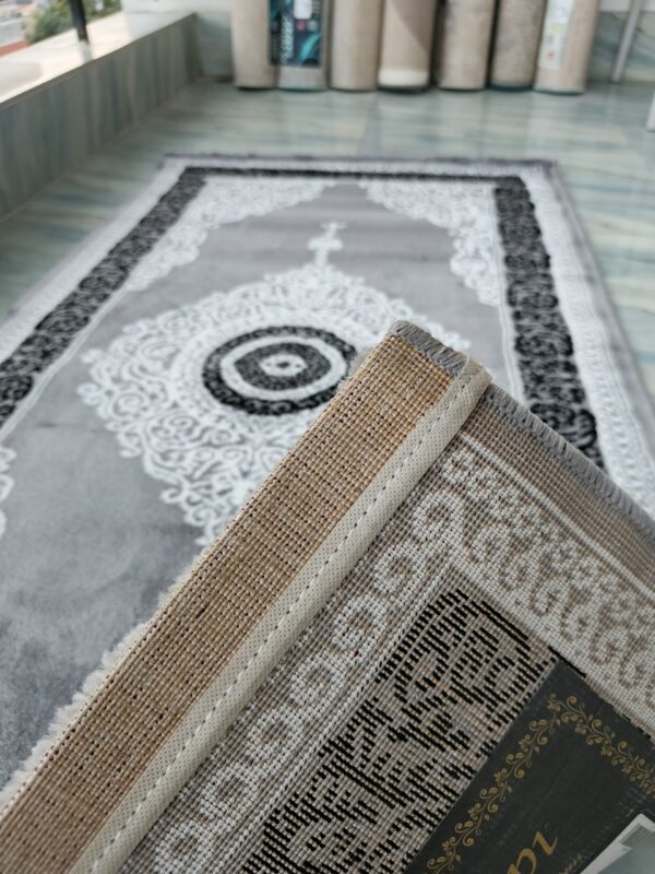 Topkapi Luxury Traditional Runner Rug – Grey & Black with Elegant Medallion Design - Image 6