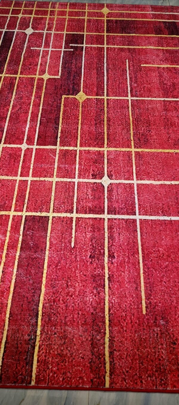 Red Skyline – Contemporary Geometric Rug in Crimson Hue - Image 2