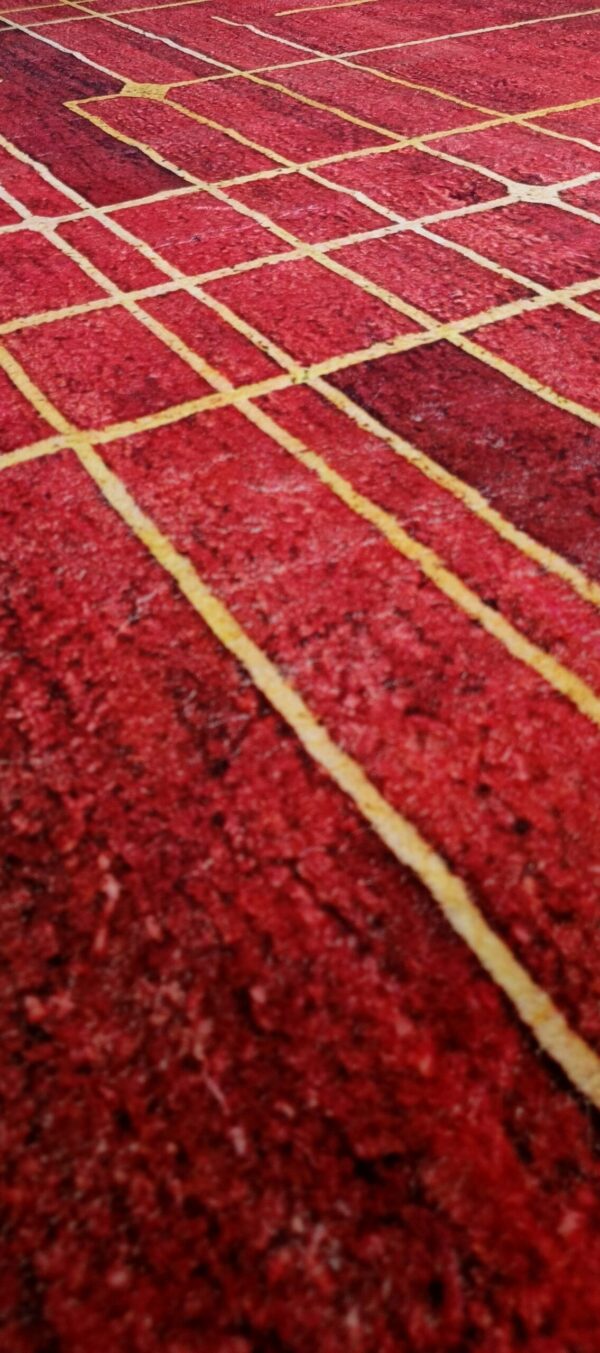 Red Skyline – Contemporary Geometric Rug in Crimson Hue - Image 3