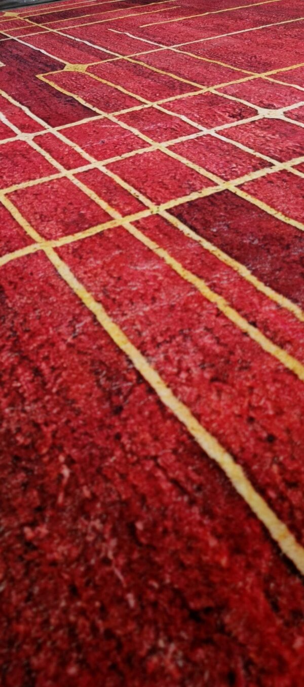 Red Skyline – Contemporary Geometric Rug in Crimson Hue - Image 4
