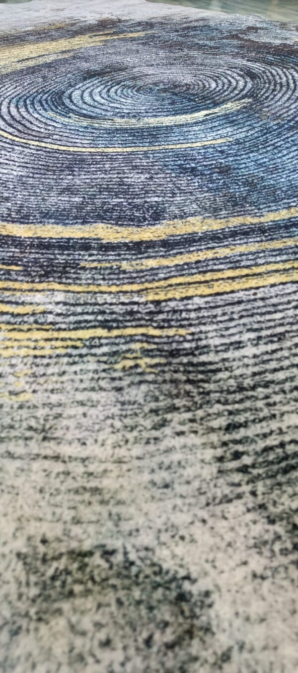Galaxy Swirl - Abstract Rug in Blue and Mustard - Image 4