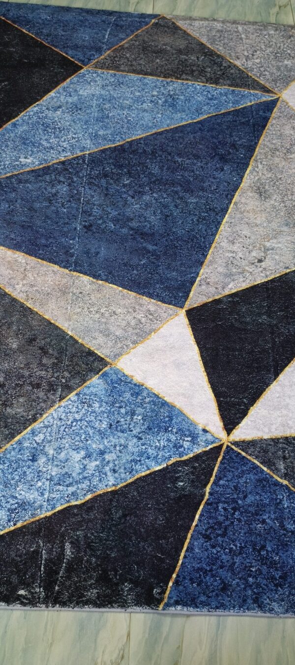 Nordic Angles - Modern Blue & Grey Triangular Rug - Image 3