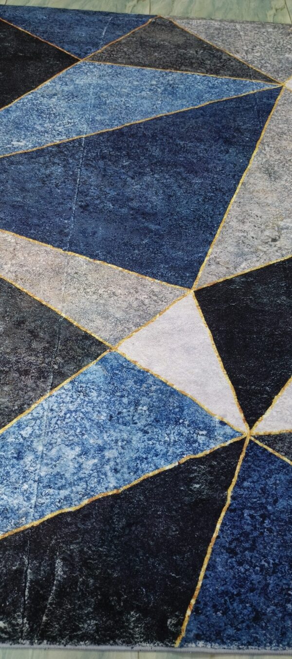 Nordic Angles - Modern Blue & Grey Triangular Rug - Image 4