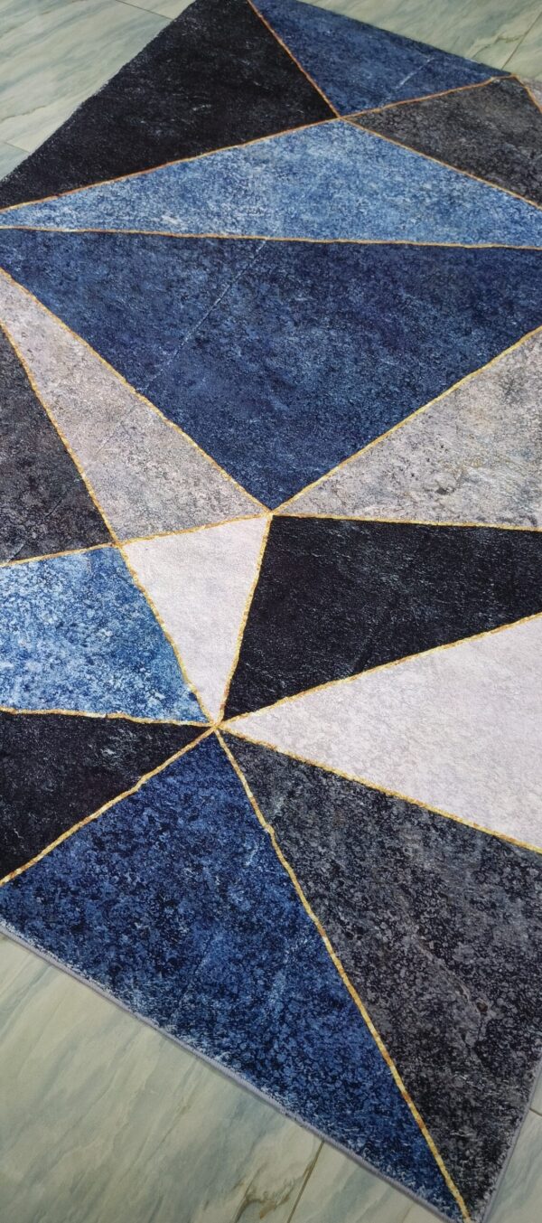 Nordic Angles - Modern Blue & Grey Triangular Rug - Image 5