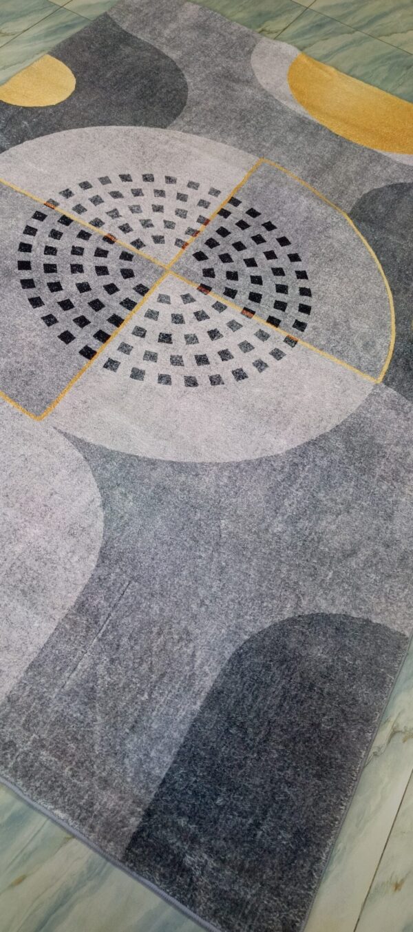 Solar Orbit - Modern Abstract Rug in Grey and Golden Circles - Image 5