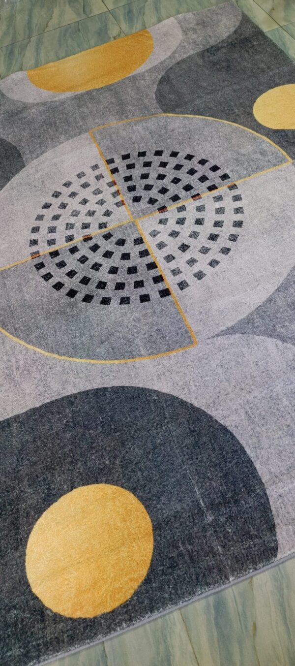 Solar Orbit - Modern Abstract Rug in Grey and Golden Circles - Image 7