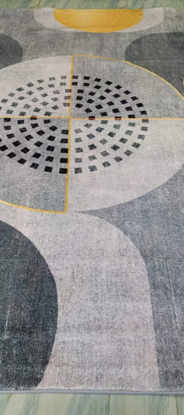 Solar Orbit - Modern Abstract Rug in Grey and Golden Circles - Image 8