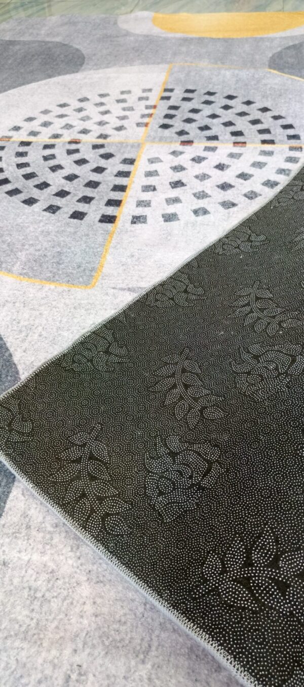 Solar Orbit - Modern Abstract Rug in Grey and Golden Circles - Image 9