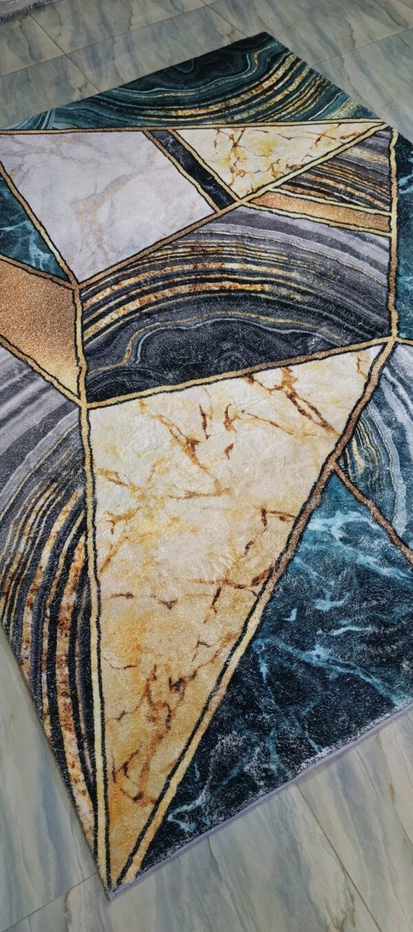 Marble Mosaic - Premium Rug in Teal and Gold - Image 5