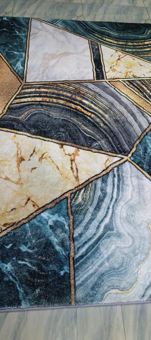Marble Mosaic - Premium Rug in Teal and Gold - Image 6