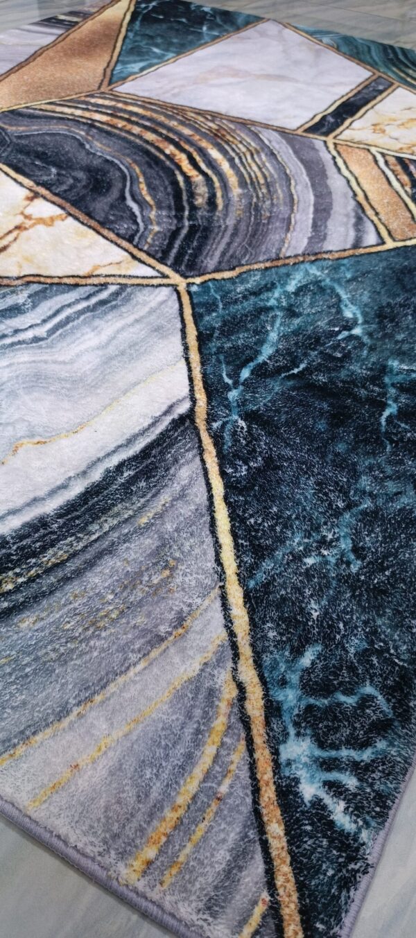 Marble Mosaic - Premium Rug in Teal and Gold - Image 8