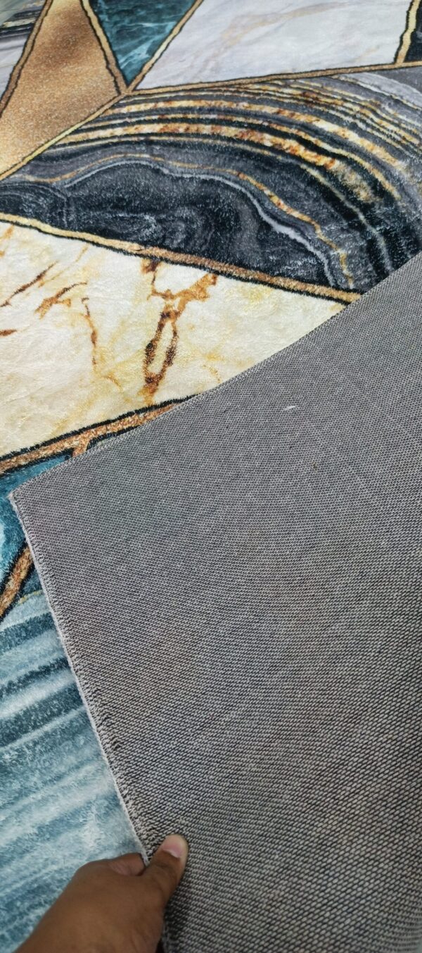 Marble Mosaic - Premium Rug in Teal and Gold - Image 10
