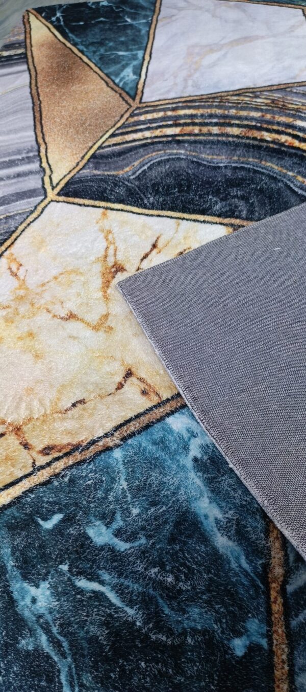 Marble Mosaic - Premium Rug in Teal and Gold - Image 11