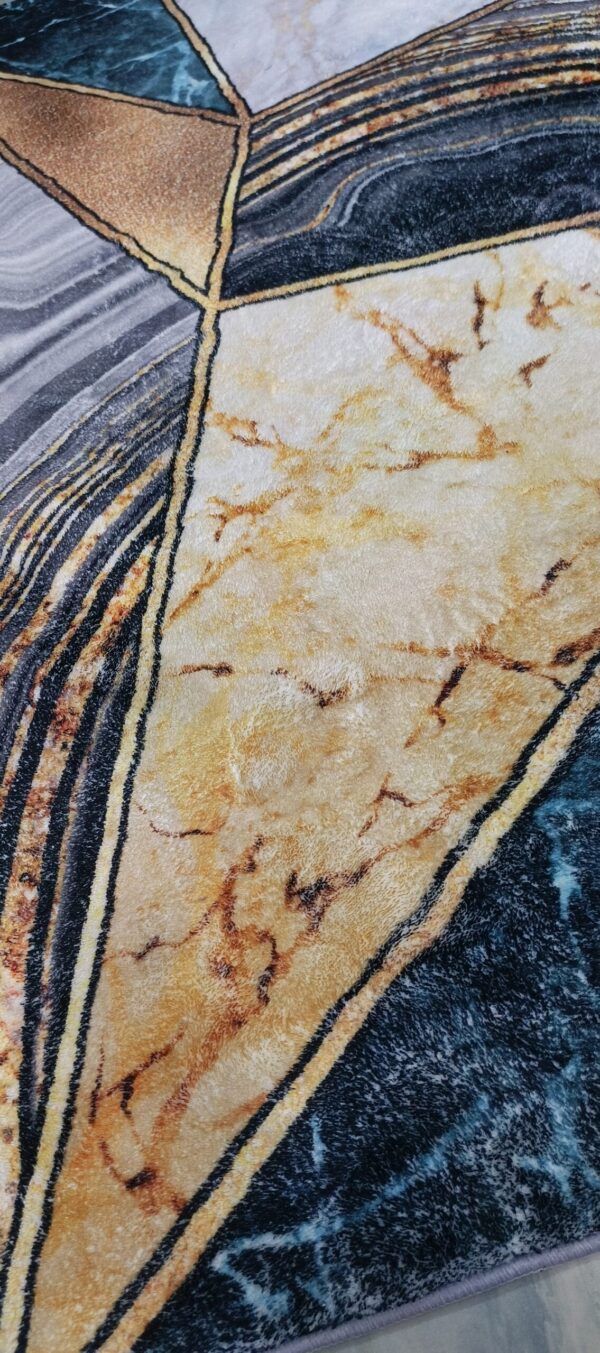 Marble Mosaic - Premium Rug in Teal and Gold - Image 12