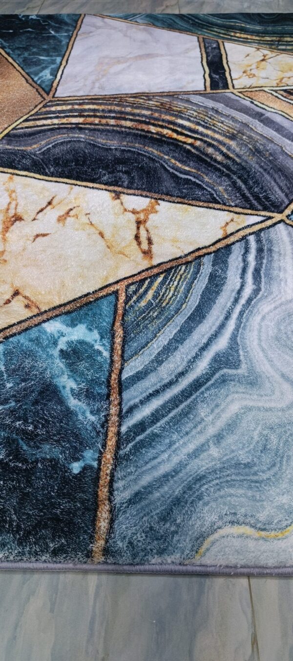 Marble Mosaic - Premium Rug in Teal and Gold - Image 13
