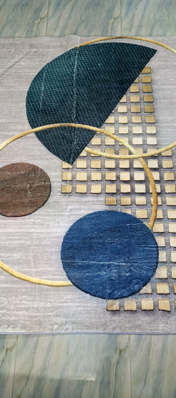 Modern Orbit - Circular Accent Rug in Grey and Blue - Image 2
