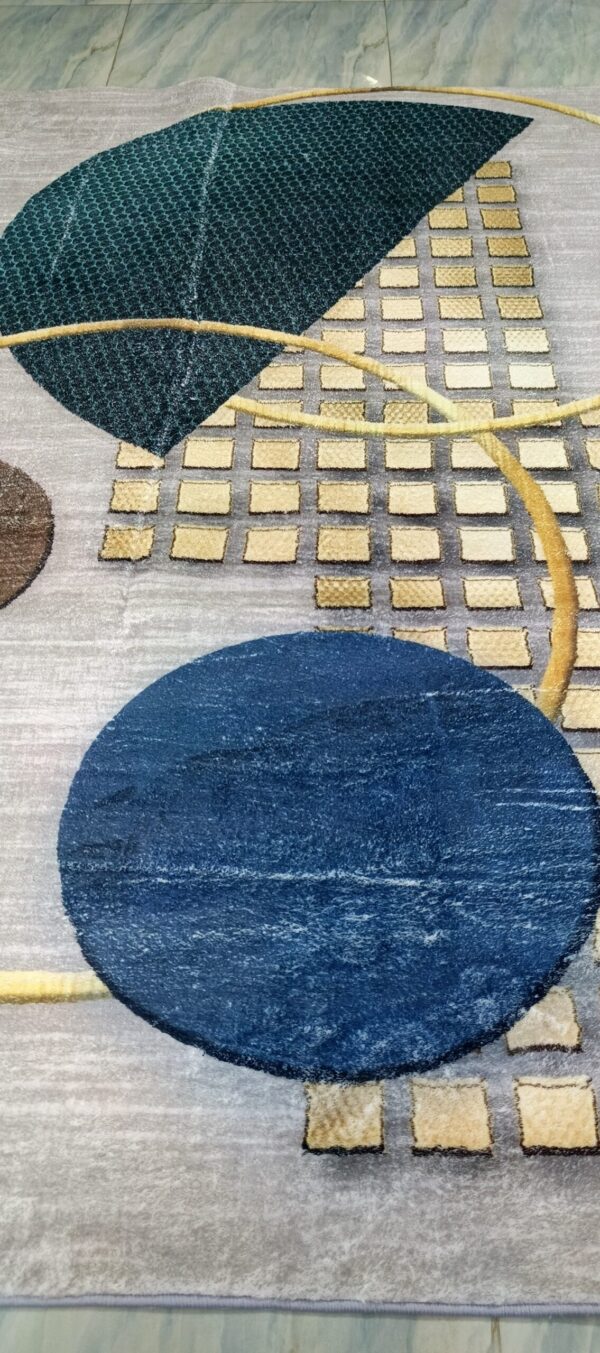 Modern Orbit - Circular Accent Rug in Grey and Blue - Image 4