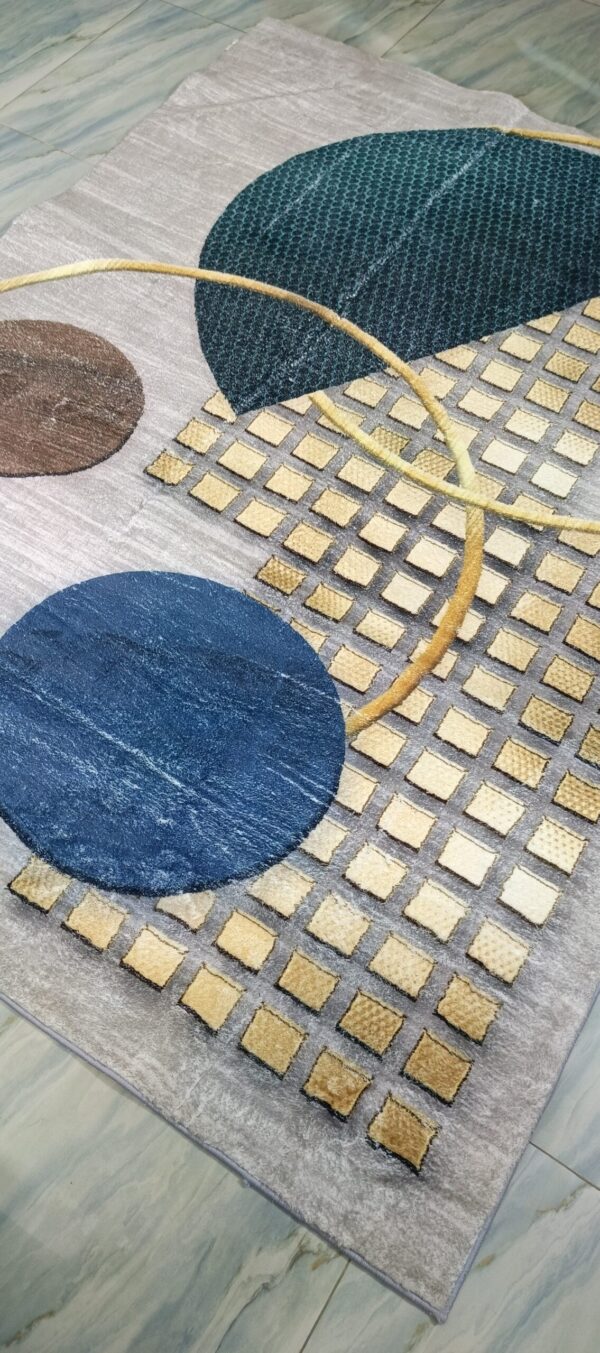Modern Orbit - Circular Accent Rug in Grey and Blue - Image 5