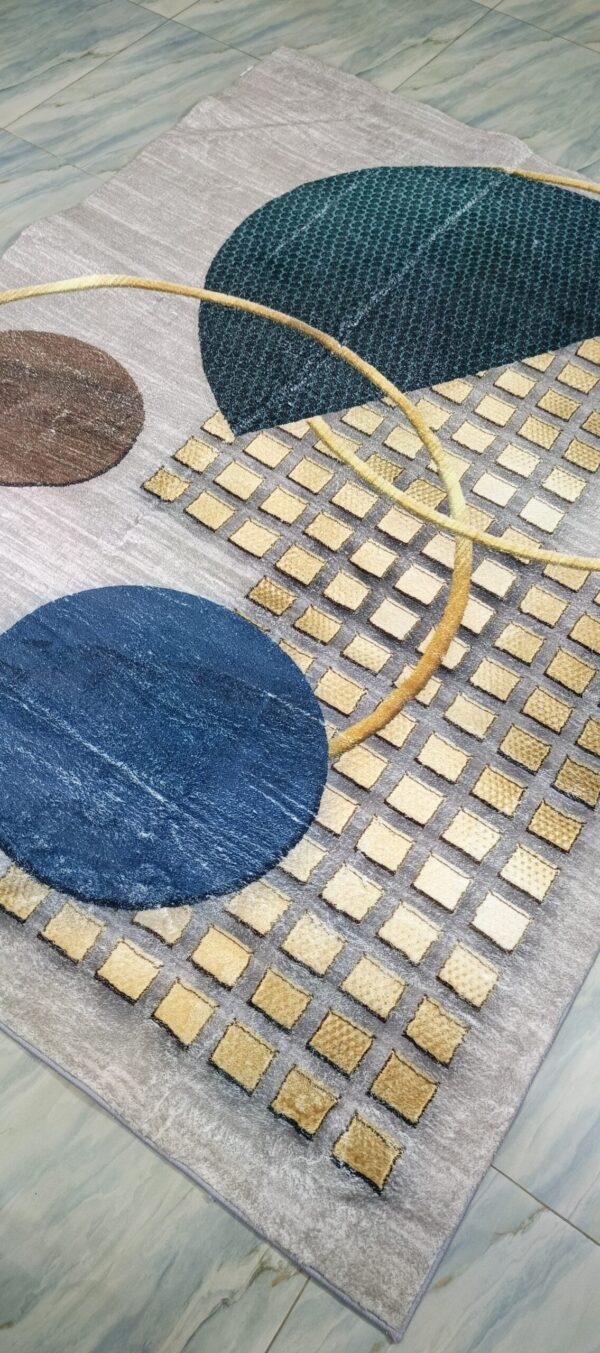 Modern Orbit - Circular Accent Rug in Grey and Blue - Image 6