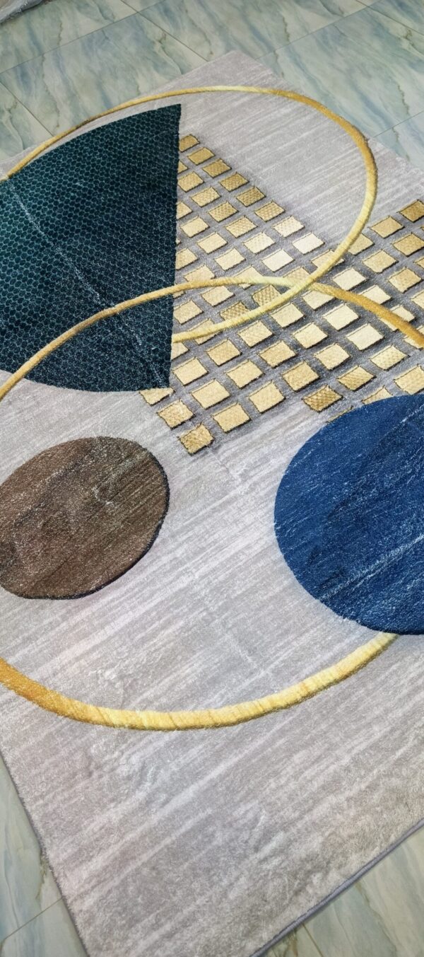 Modern Orbit - Circular Accent Rug in Grey and Blue - Image 7