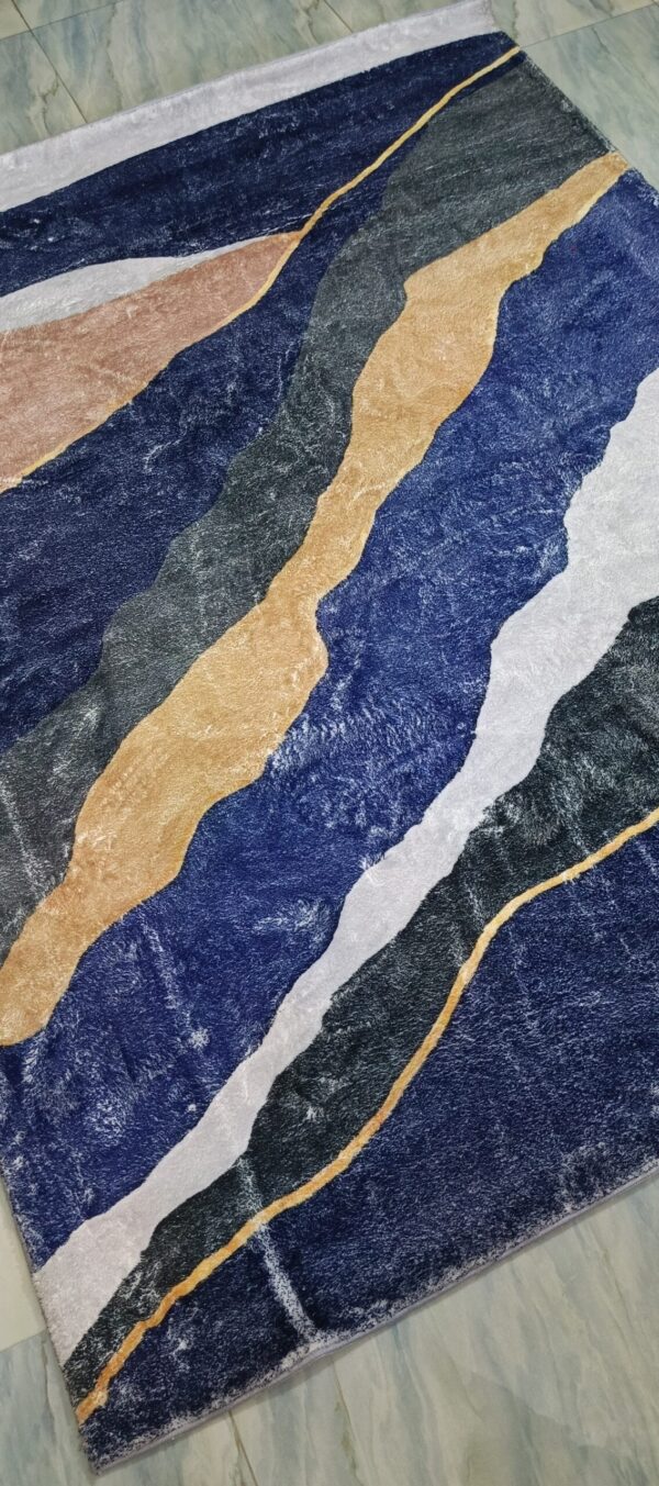 Ocean Dune - Wavy Lines Rug in Deep Navy and Sand - Image 4