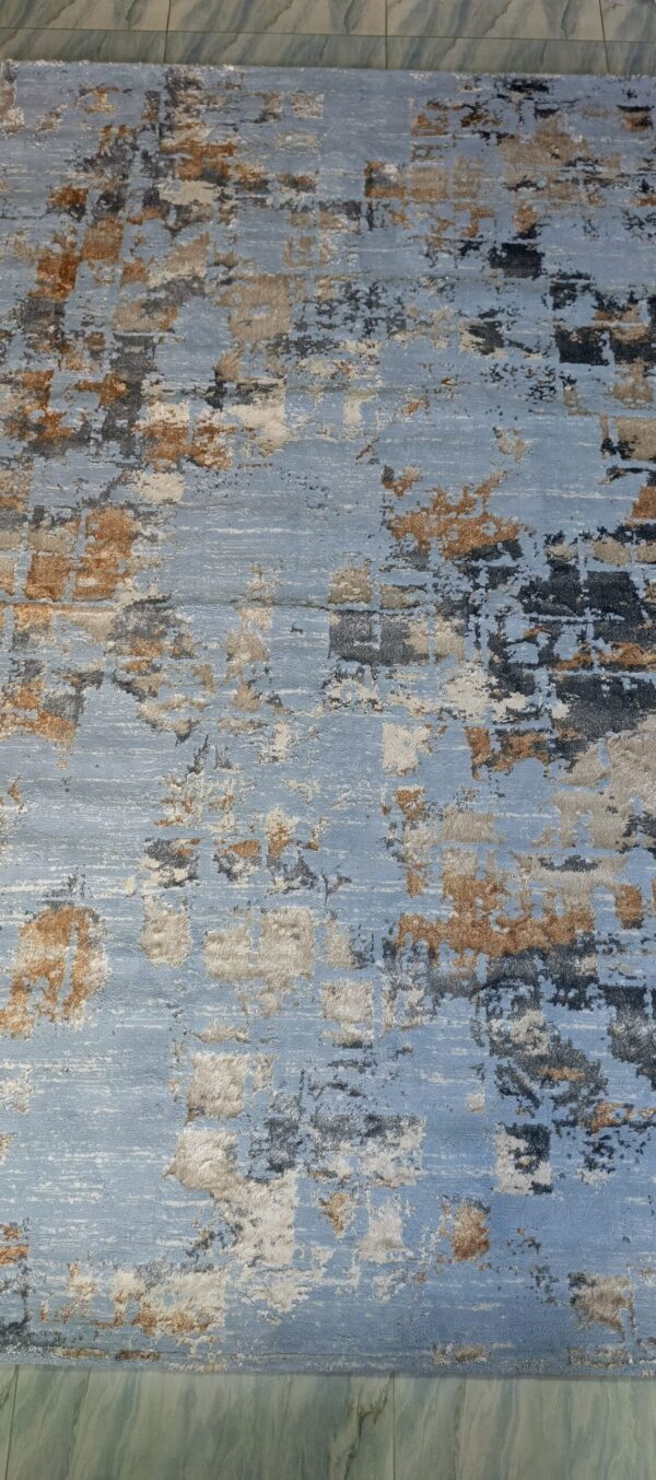Ocean Mist Duel-View Rug - Sky Blue Canvas with Warm Abstract Blends - Image 2
