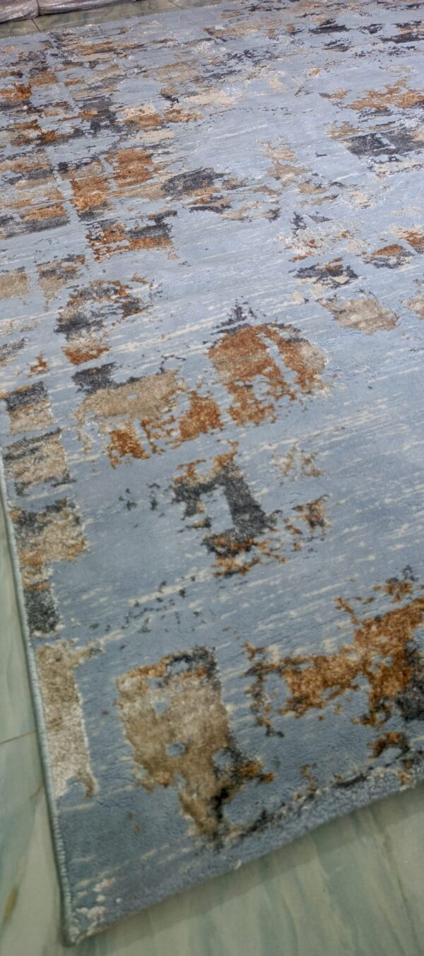 Ocean Mist Duel-View Rug - Sky Blue Canvas with Warm Abstract Blends - Image 3