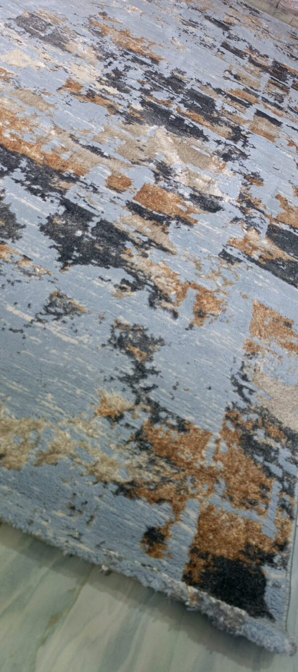 Ocean Mist Duel-View Rug - Sky Blue Canvas with Warm Abstract Blends - Image 4