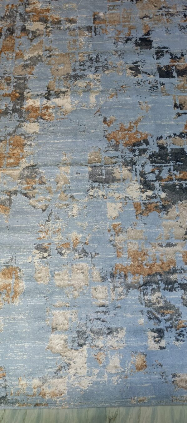 Ocean Mist Duel-View Rug - Sky Blue Canvas with Warm Abstract Blends - Image 6