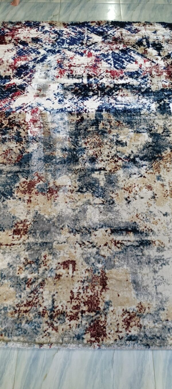 Storm Fade Rug - Deep Blue & Beige Abstract Texture - Image 2