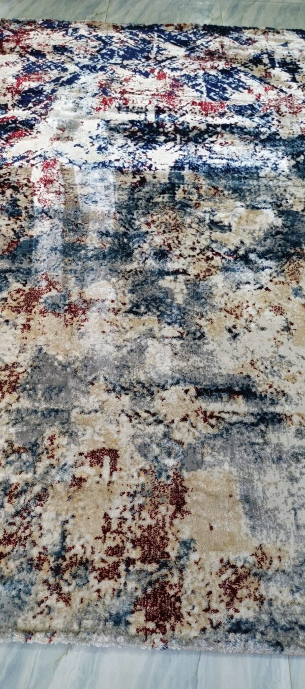 Storm Fade Rug - Deep Blue & Beige Abstract Texture - Image 3