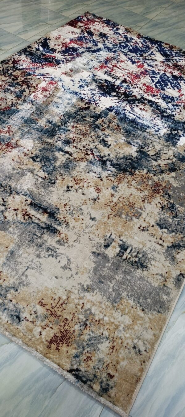 Storm Fade Rug - Deep Blue & Beige Abstract Texture - Image 4