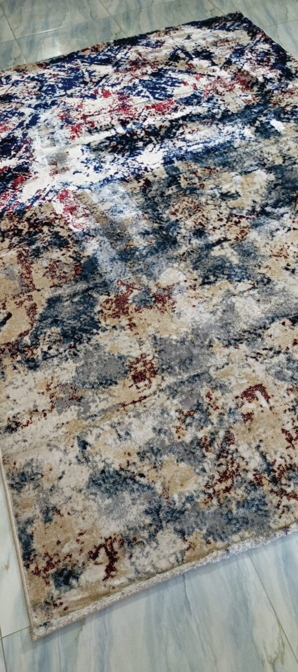 Storm Fade Rug - Deep Blue & Beige Abstract Texture - Image 5