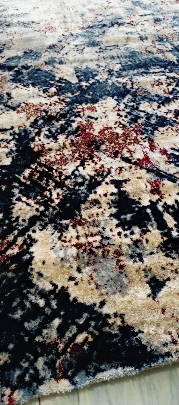 Storm Fade Rug - Deep Blue & Beige Abstract Texture - Image 8
