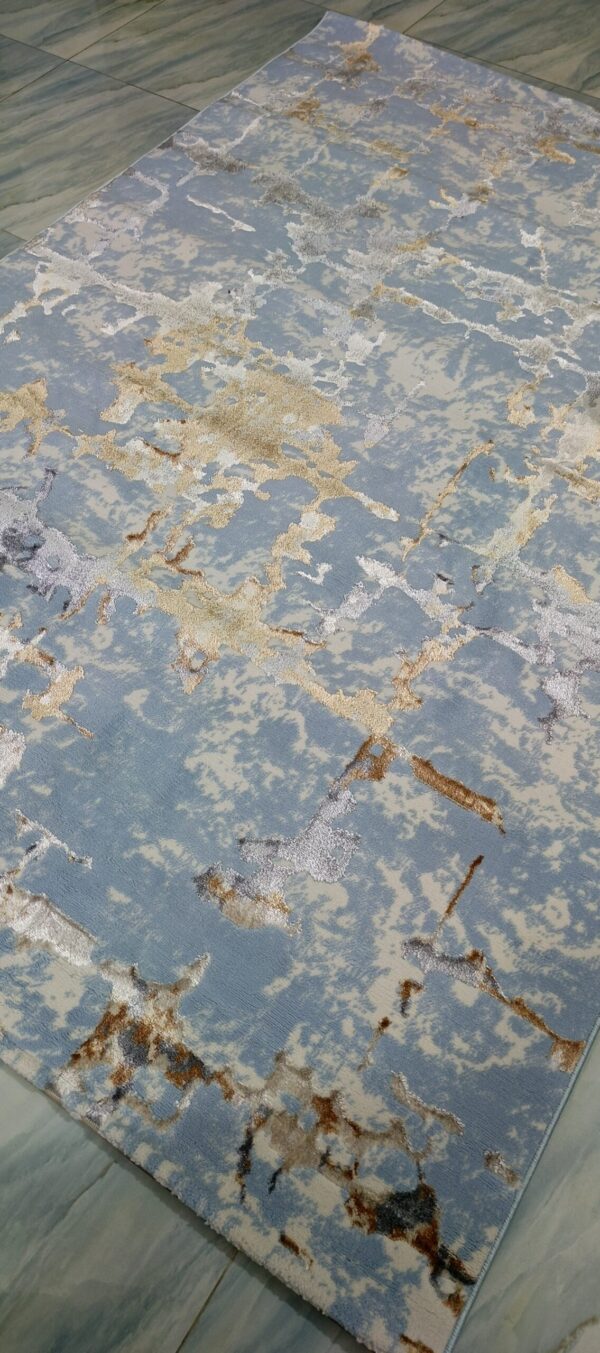 Skyline Frost Duel View Rug - Light Blue Abstract with Shimmery Accents - Image 3