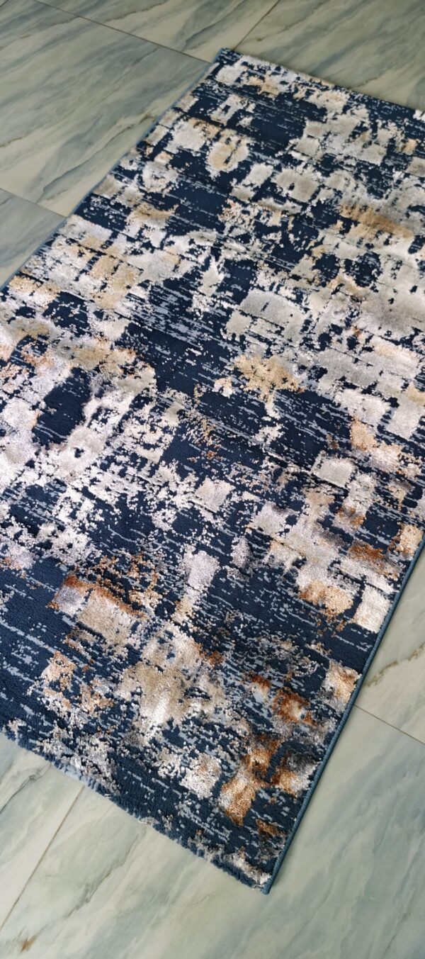 Midnight Gold Abstract Duel-View Rug - Navy Base with Subtle Golden Touches - Image 2