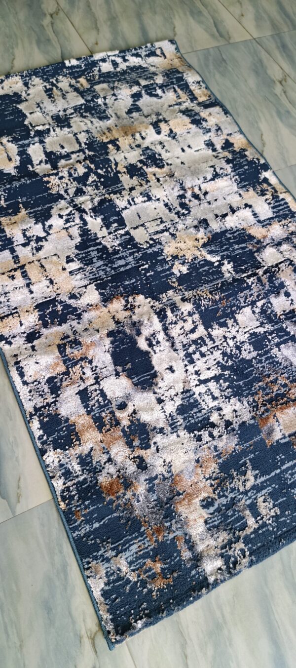 Midnight Gold Abstract Duel-View Rug - Navy Base with Subtle Golden Touches - Image 3