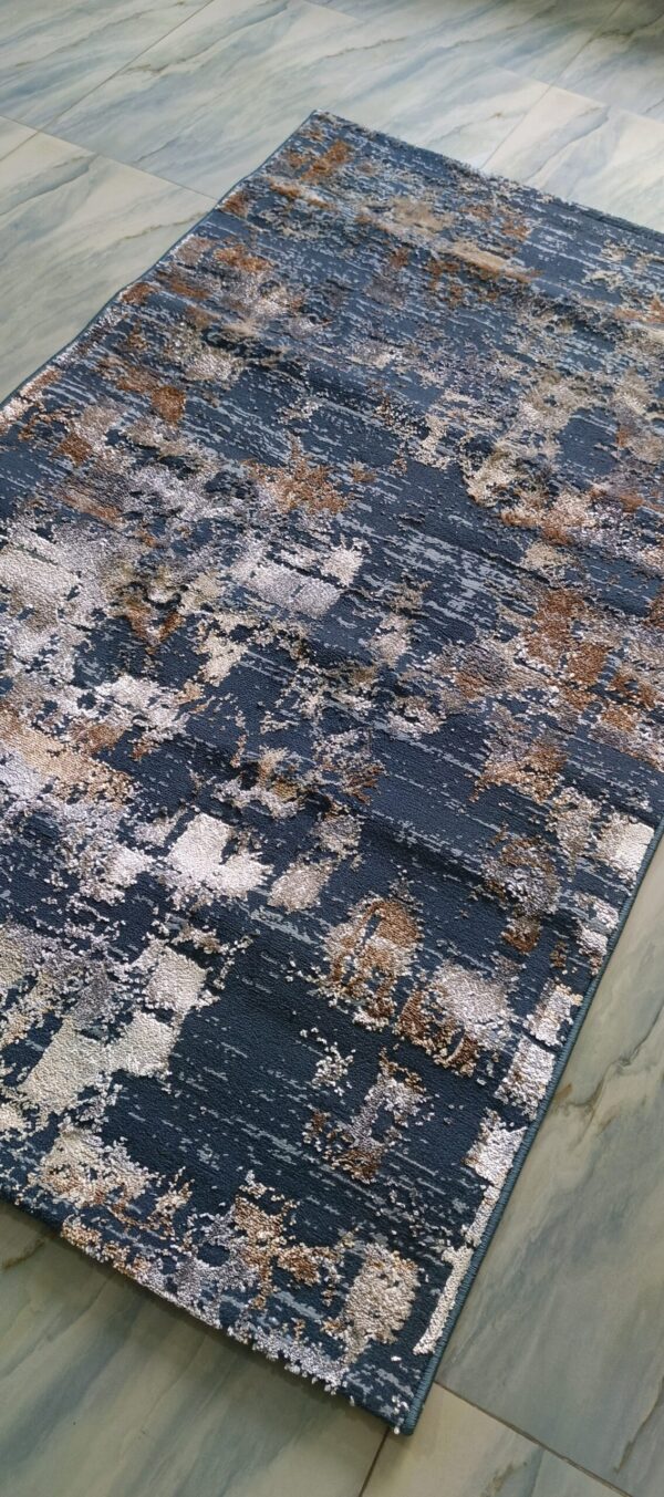 Midnight Gold Abstract Duel-View Rug - Navy Base with Subtle Golden Touches - Image 5