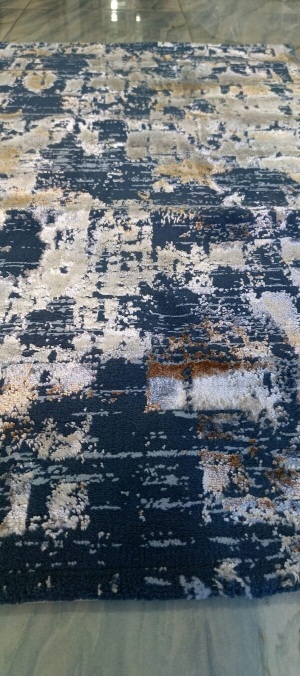 Midnight Gold Abstract Duel-View Rug - Navy Base with Subtle Golden Touches - Image 7