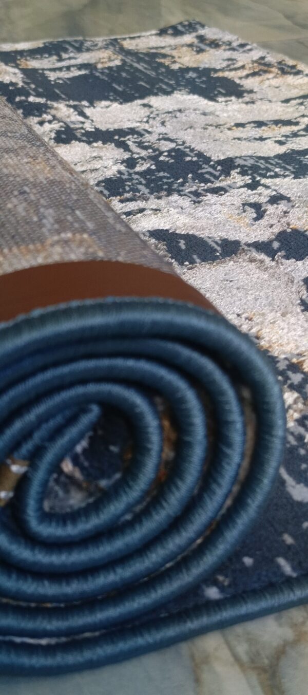 Midnight Gold Abstract Duel-View Rug - Navy Base with Subtle Golden Touches - Image 9