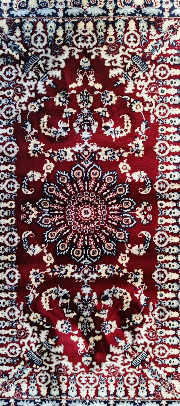 Classic Red Persian Rug with Floral Motifs & Navy Border - Image 7