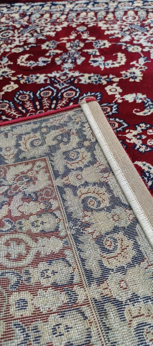 Classic Red Persian Rug with Floral Motifs & Navy Border - Image 8