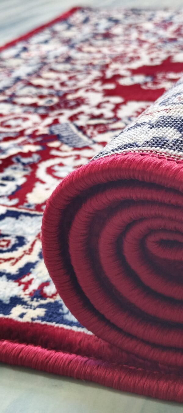 Classic Red Persian Rug with Floral Motifs & Navy Border - Image 9
