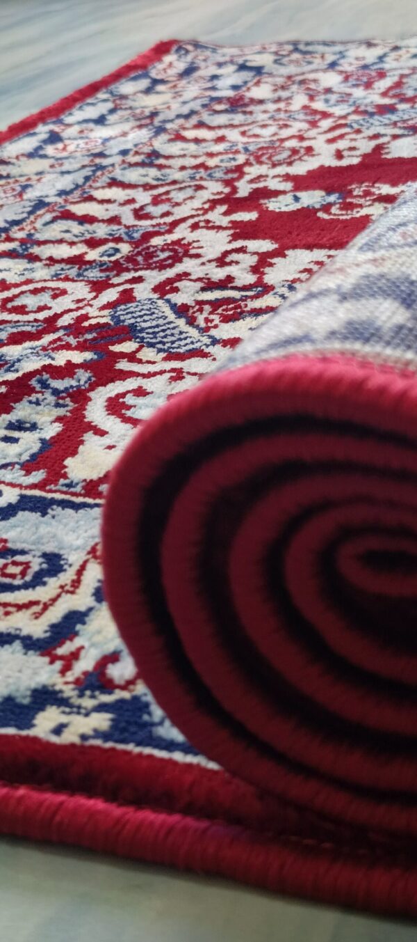 Classic Red Persian Rug with Floral Motifs & Navy Border - Image 10