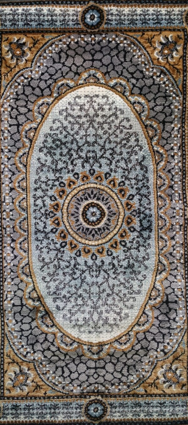 Grey & Gold Oval Medallion Rug - Traditional Royal Design - Image 7