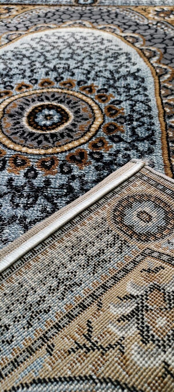 Grey & Gold Oval Medallion Rug - Traditional Royal Design - Image 8