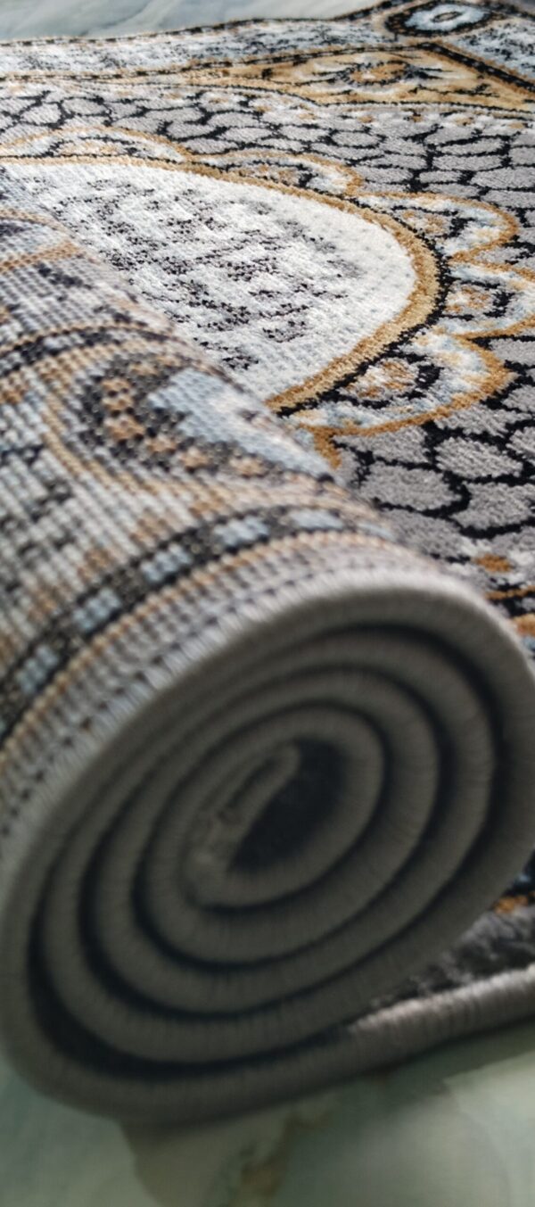 Grey & Gold Oval Medallion Rug - Traditional Royal Design - Image 10