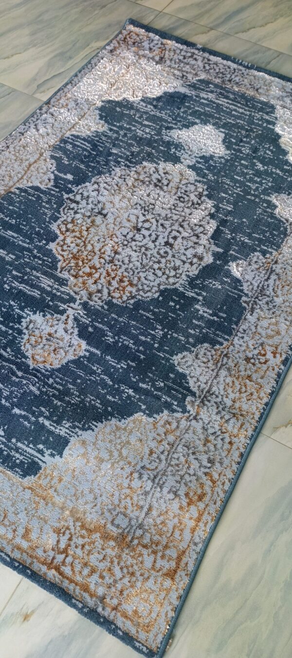 Cloudland Teal Duel-View Rug - Sky Blue Base with Vintage Cloud Motifs - Image 5